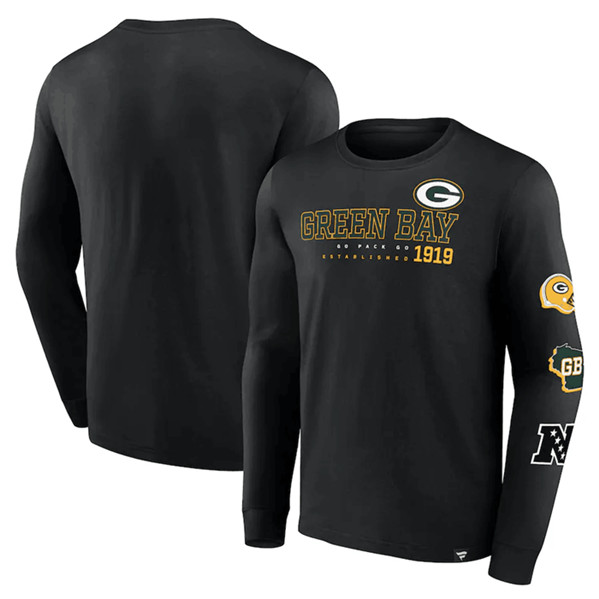 Green Bay Packers Black High Whip Pitcher Long Sleeve T-Shirt